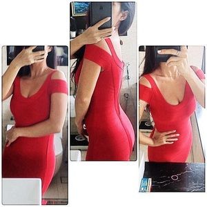 HOT Guess Red Bandage Dress (Herve Leger style)